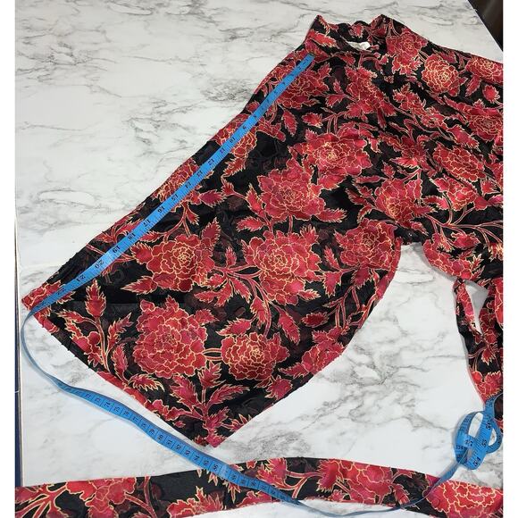 Vintage Victoria’s Secret Red Floral Seep Intimates Long Kimono Robe Size M/L - Picture 12 of 16